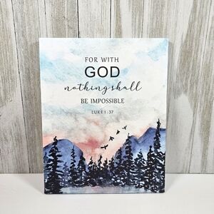 NEW Canvas Watercolor Art 10x8" Scripture Luke 1:37